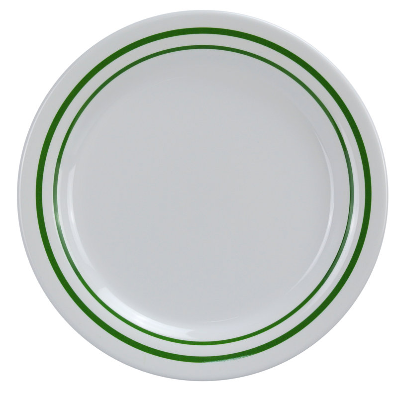 Sesame Round Melamine Bread and Butter Plate, White/Green