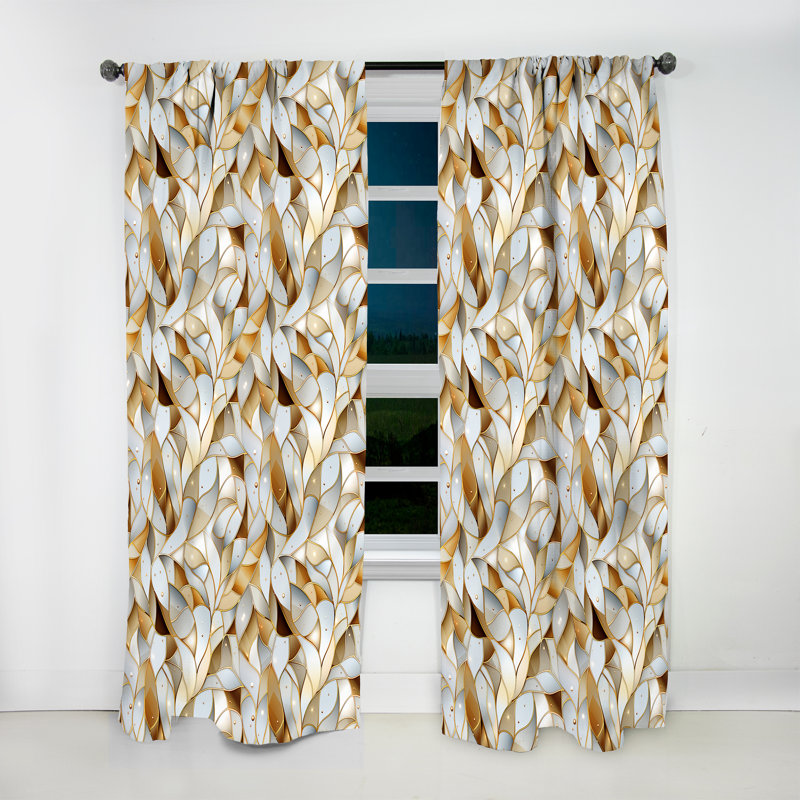 Abrar Gold And White Marble Opulen III - Modern Velvet Curtain - Room Darkening - 1 Panel, 52" W x 63" L