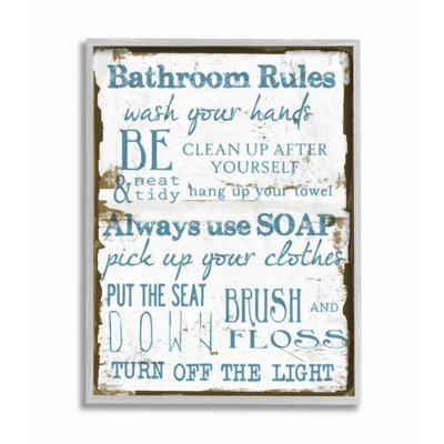 «Brown and Blue Classic Bathroom Rules» par Taylor Greene - impression