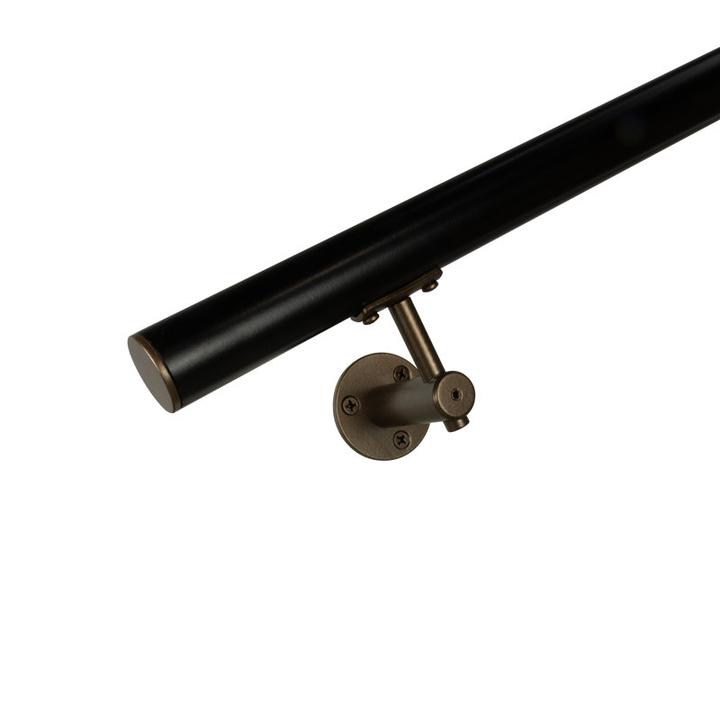 Industrial Aluminum 1.5 Inch Round Complete Indoor/Outdoor Handrail Grab Bar Kit, 156" W, Bronze/Satin Black