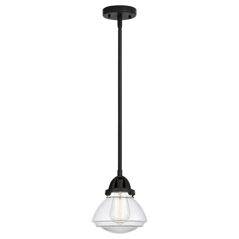 Mini 2 - Almarosa - Mini-luminaire suspendu à tige 7 po 1 lumière Nouveau, Clair, Noir mat