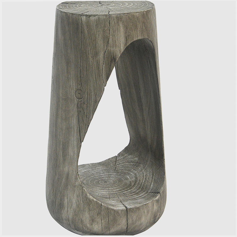 Table d'appoint d'extérieur, table de bout à conception creuse, table de tabouret de jardin de patio, table d'appoint décorative pour terrasse de balcon de plage, béton léger, texture semblable au bois, couleur grise