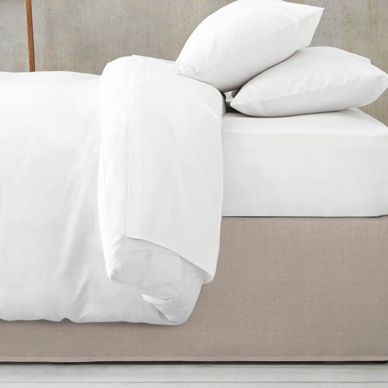 Shay Solid Natural Cotton Bedskirt, 15", Queen