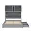 Full Wooden Platform Bed With USB, Storage Headboard And Drawers-23242774