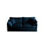 Canapé bleu en chenille 2 pour espace de vie, base en bois massif, revêtement très respirant, espace détente en chenille, 4 coussins inclus, structure, tissu