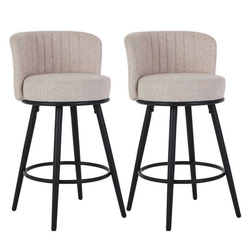Tabouret de bar 27,55 po Kiamani, Mélange de lin beige