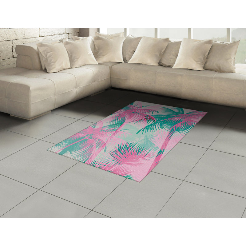 Tapis décoratif à haute densité en fibres de polyester Palm Leaf, Rectangle 2 pi 7 po x 5 pi
