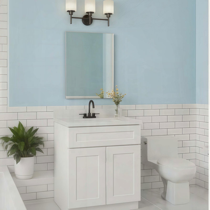 White Shaker Base Cabinet with Soft-Close Drawer & Double Doors