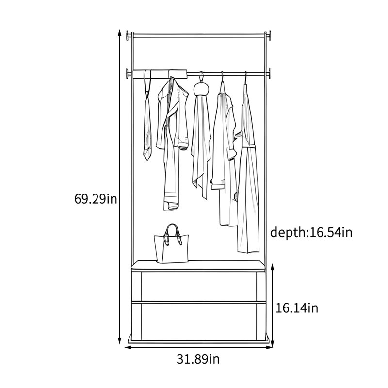 Garde-robe de luxe avec cadre en acier inoxydable, Griege / brun