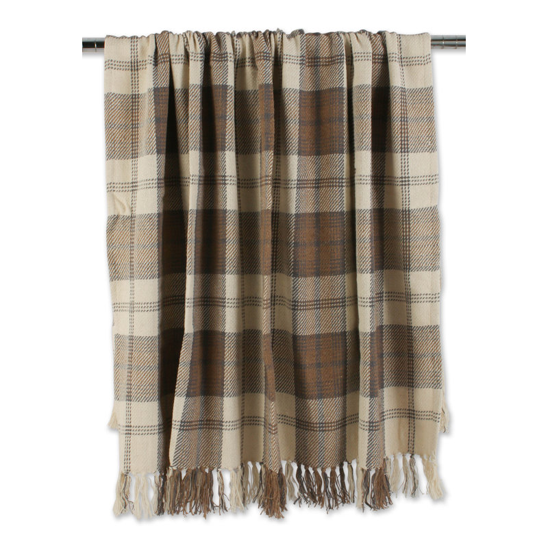 Black and Off-White Plaid Cotton Throw Blanket