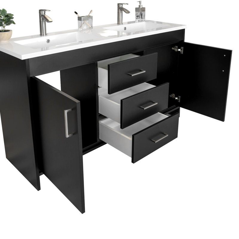 Ensemble de meuble-lavabo sur pied 60 po Ivoryana, Noir mat