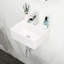 Lavabo de salle de bain mural en céramique blanche avec trou de robinet simple, surface lisse et lisse, style moderne, plus d'espace, instructions d'installation incluses Lavabo rectangulaire de 13,6 po x 11,6 po