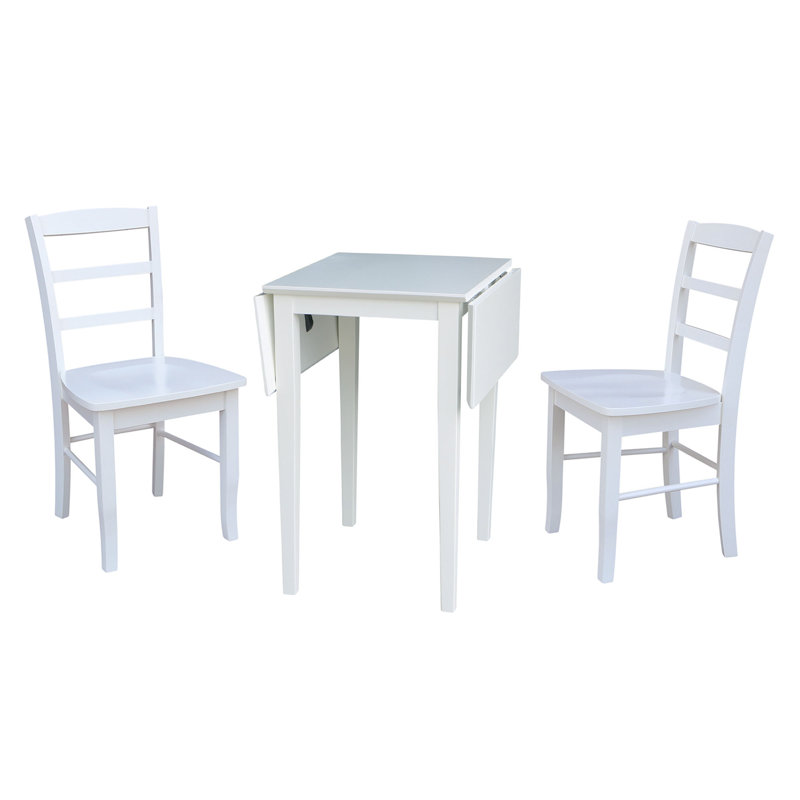 Cleversey 3 - Piece Drop Leaf Solid Wood Dining Set, White