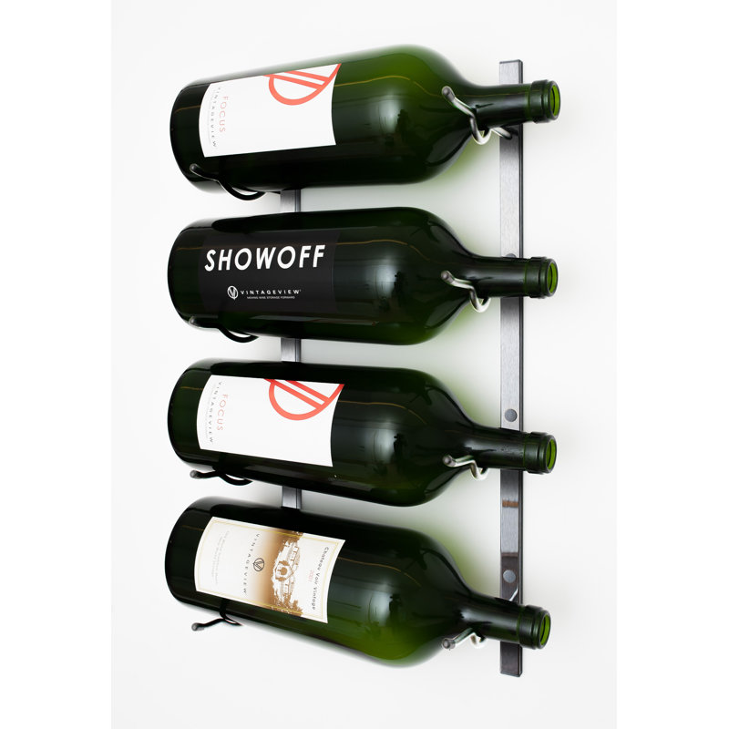 Indurial Wall Mounted Wine Bottle Rack, Brushed Nickel