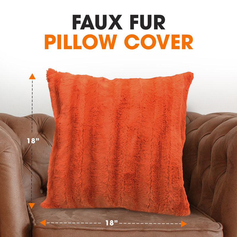 Housse de coussin en similifourrure, 18 po x 18 po, rouille