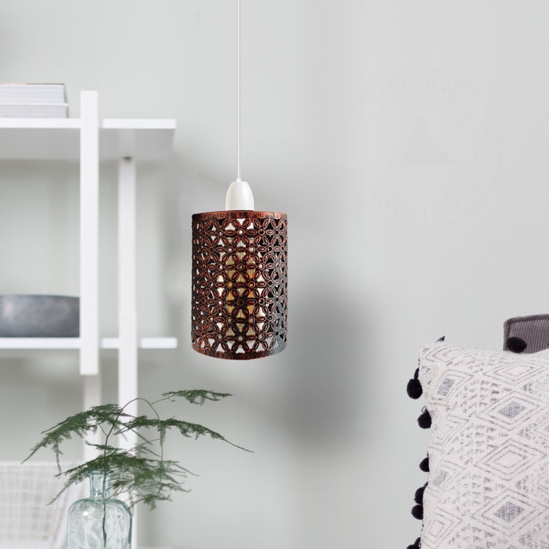 Arohi 13.5cm H Metal Drum Lamp Shade ( Screw On ), Rustic Red