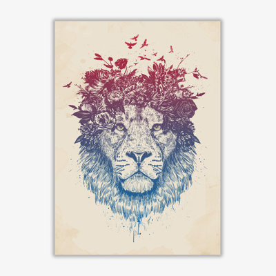 Floral Lion 1 Piece Wall Art