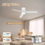 Ventilateur de plafond intelligent 52 pouces à 3 pales avec lumière et télécommande, commande vocale WiFi / Alexa, moteur à courant continu silencieux, intérieur / extérieur-1463948938