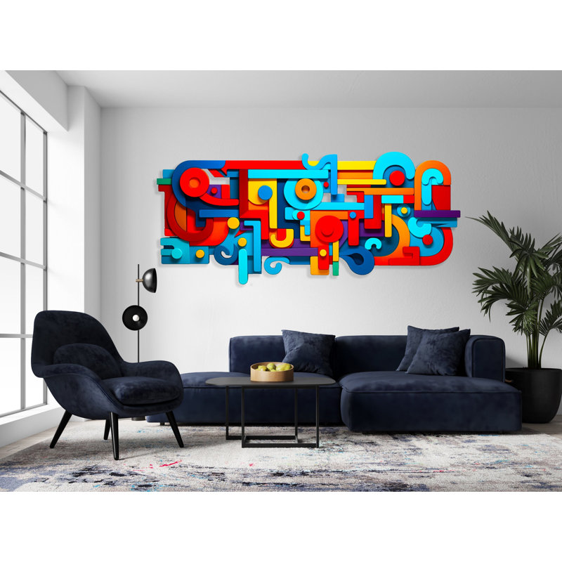 Décoration murale en acrylique imprimée, H 24 po x l 63 po x P 1,25 po