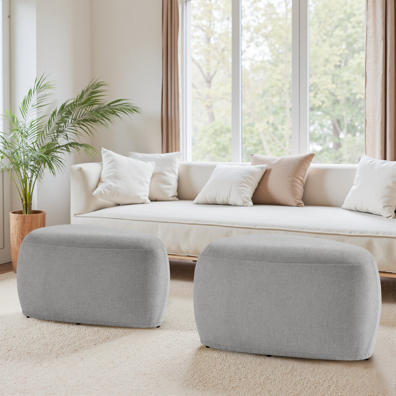 Adna 67.1Cm Wide Triangle Footstool Ottoman, Light Grey