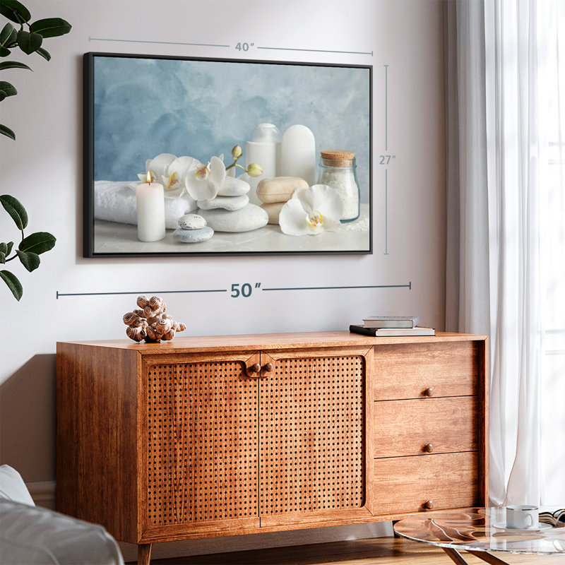 White Spa Essentials Canvas Print, 27" H x 40" W
