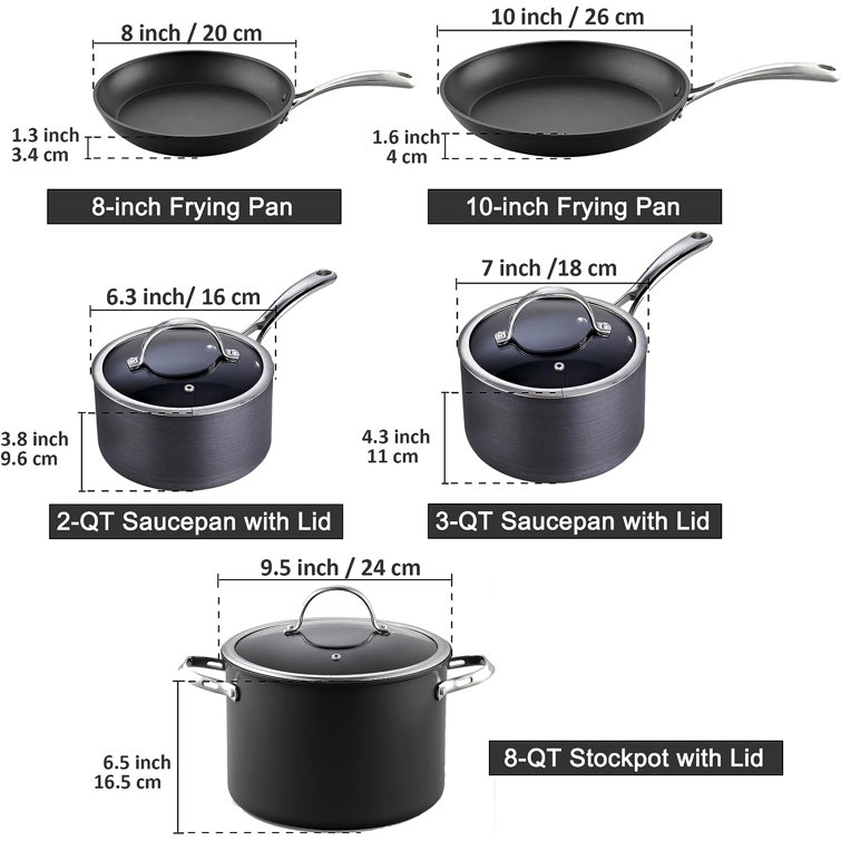 Cooks Standard 8-Piece Nonstick Hard Anodized Cookware Set, Pots