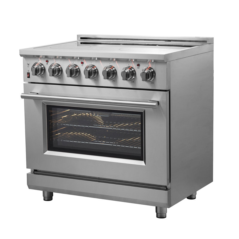 Cuisinière électrique autoportante 36 pouces Alta Qualita Massimo, 5 éléments, 5,36 pieds cubes avec friteuse à air