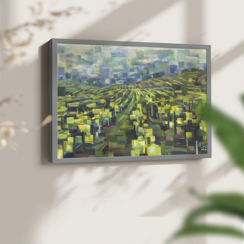 Vignes jaunes pour toujours - impression encadrée - réarmable, Gris, H 16 po x l 20 po