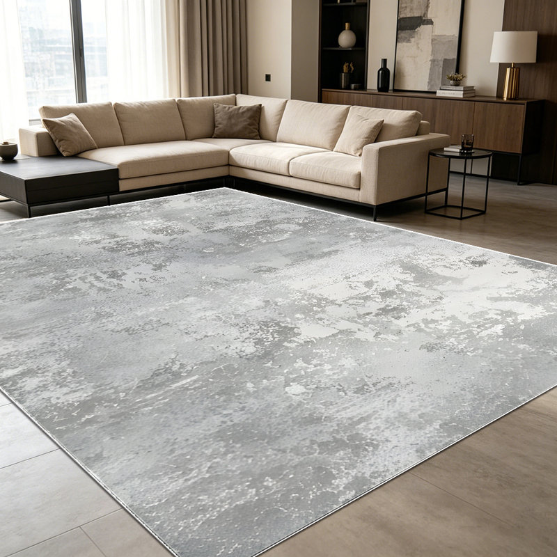 1PC Distressed Neutral Grey Abstract Watercolor area rugs for Living Room, Soft and Comfortable, Suitable for all seasons, easy-to-maintain, machine washable Indoor floor mat, Under Table Farmhouse suitable for dining table, bedroom, home office,