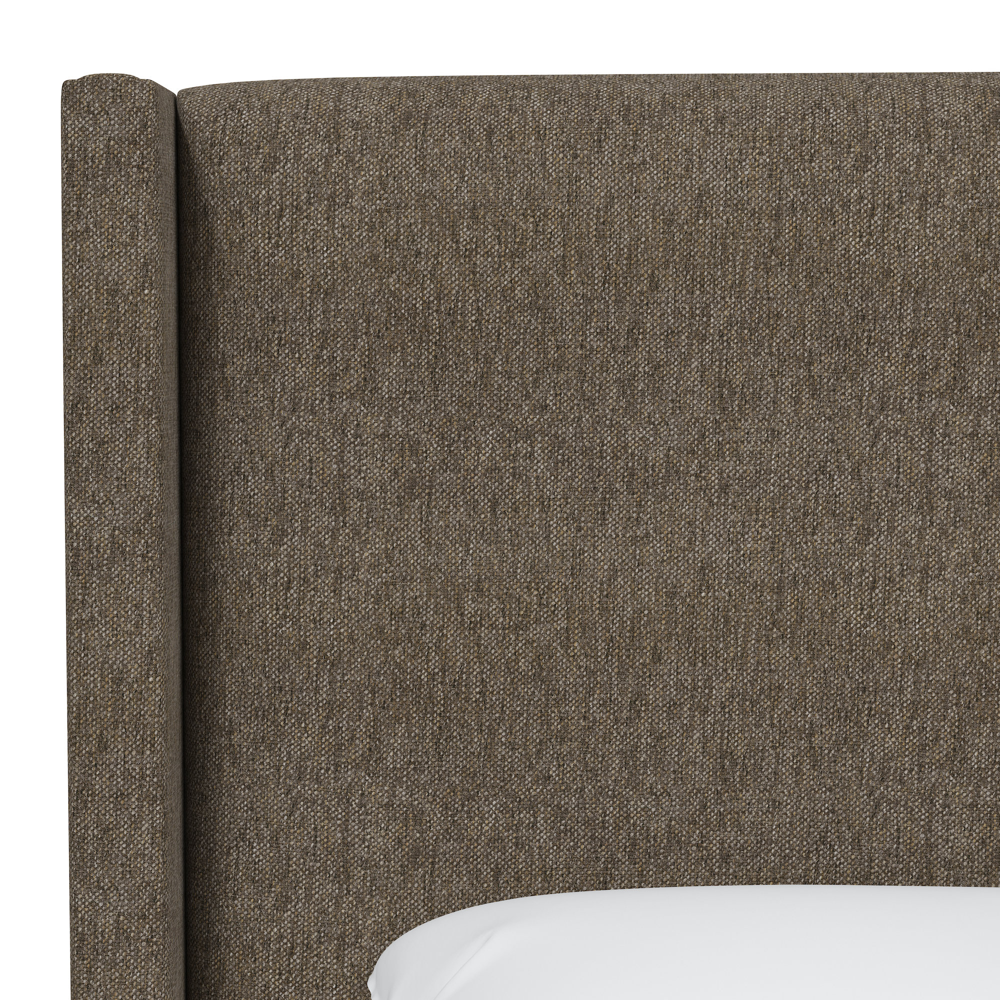 Benson Upholstered Wingback Bed, Brown, Queen