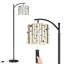 Lampe sur pied à arc avec abat-jour réglable bouleau forêt blanche écorce grise troncs à feuilles vertes fraîches lampe sur pied 3 températures de couleur à intensité variable haute lampe sur pied avec interrupteur au pied pour la chambre à coucher