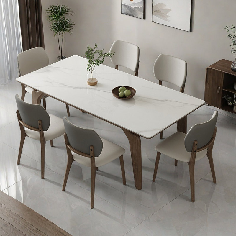 Light luxury simple rectangular dining table set, 29.5"H x 63"L x 31.5"W
