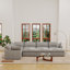 Canapé modulaire rembourré en lin avec repose-pieds 9 pièces Kenda-1618123627