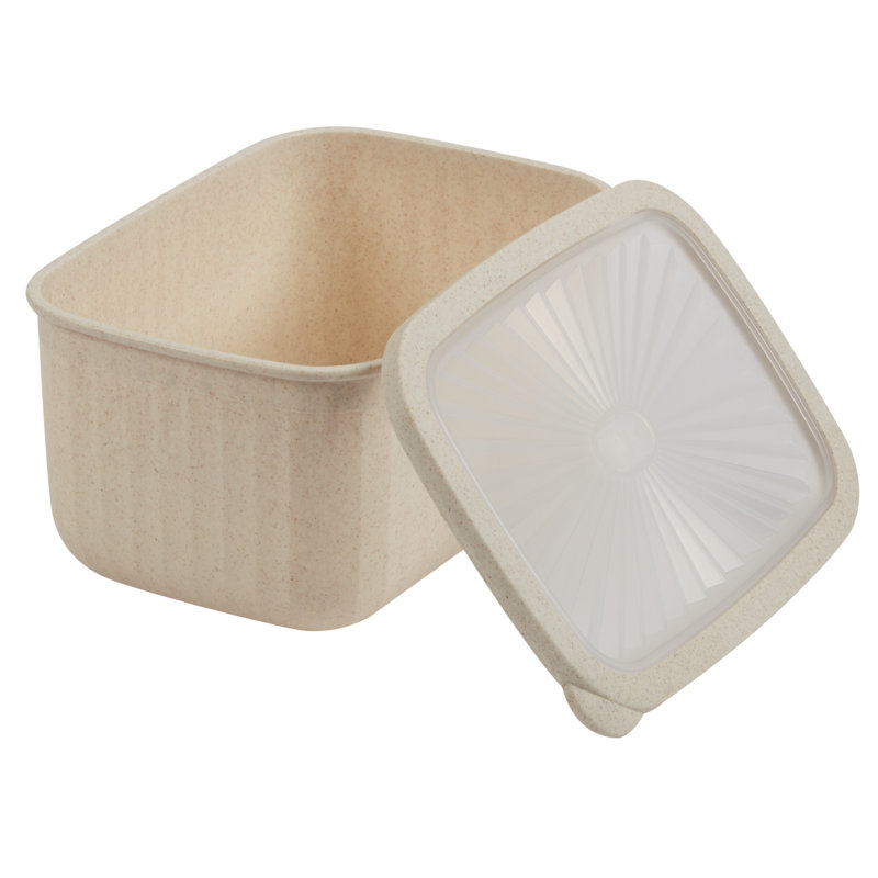 Kitchen Details 8-Piece Rectangular Wheat Straw Food Storage Containers Set with Clear Vents | Eco-Friendly | Durable | Stackable