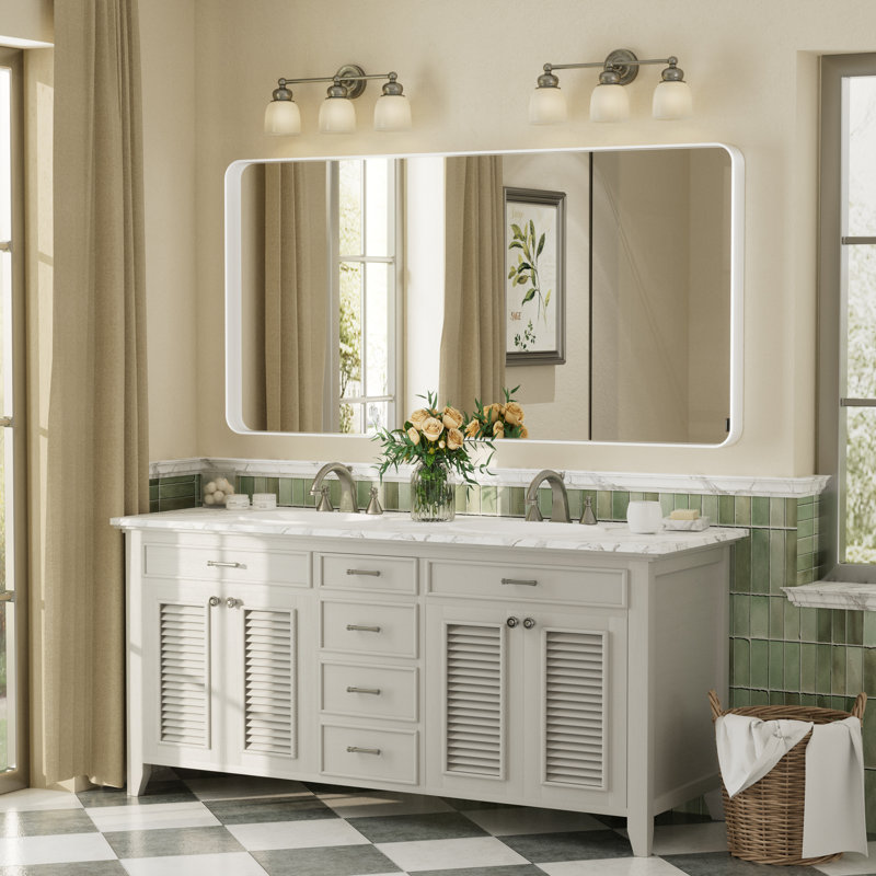 Miroir mural Aevar, 60 po x 30 po, Blanc mat