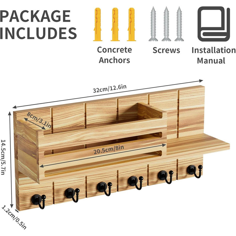 Wood Wall Organizer, Brown