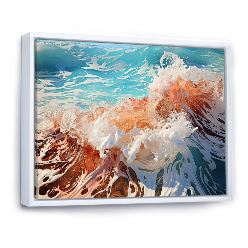 «Beach Waves Fusion», reproduction sur toile, H 24 po x l 32 po x P 1 po, Cadre flottant blanc