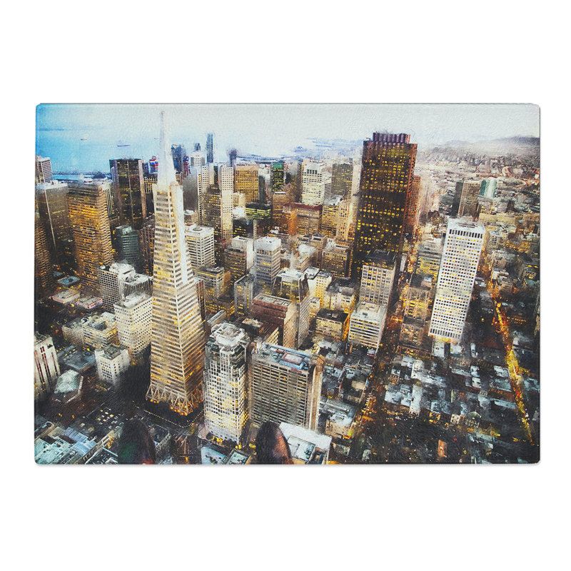 Tempered Glass the San Francisco Skyline Chopping Board, 28.5 cm x 39 cm