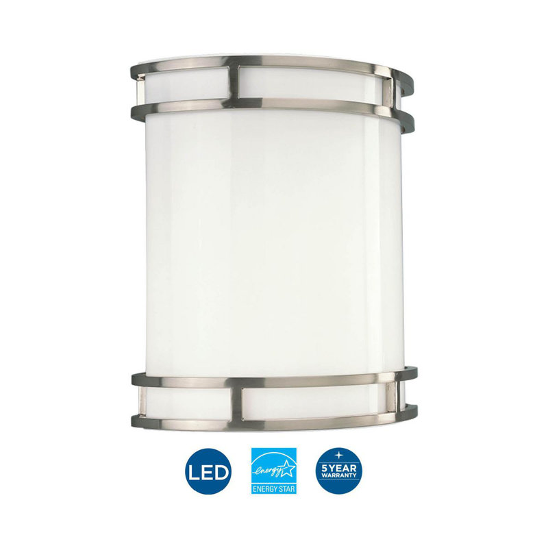 Brushed Nickel LED Wall Sconce with White Acrylic Diffuser