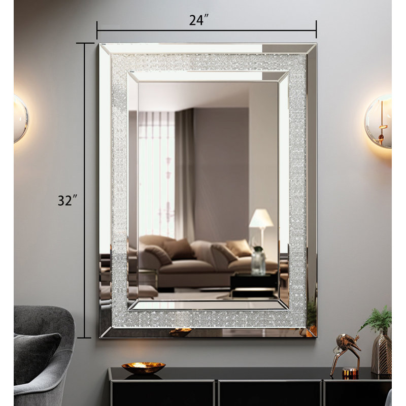 Large Wall-Mounted Decorative Rectangular Wall Mirror, 24" x 32"