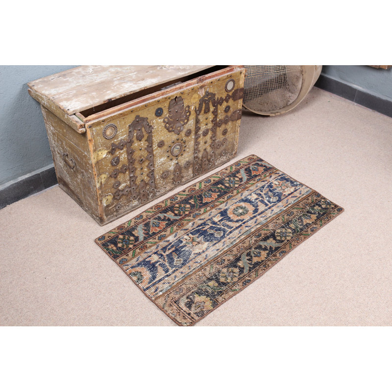 Tapis de porte turc rétro tissé à la main, parfait pour votre entrée unique dans des tons de terre