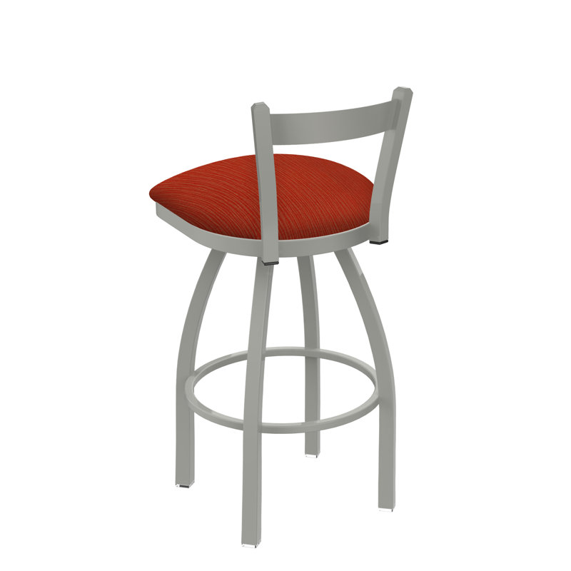 821 Catalina Low Back Swivel Bar Stool, Anodized Nickel, Counter Stool (25" Seat Height), Graph Poppy