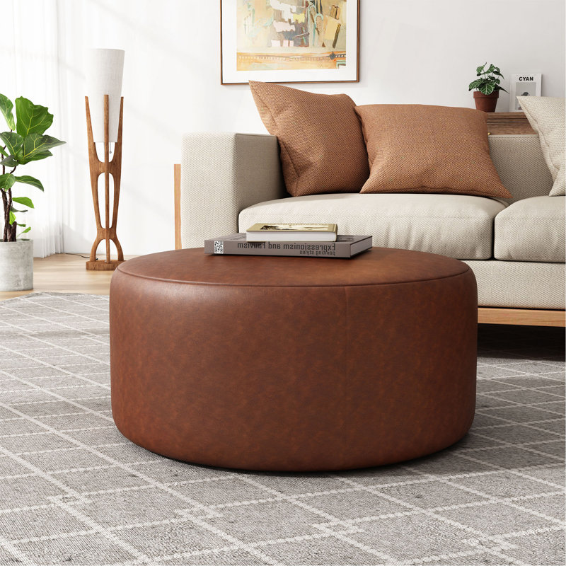 Repose-pieds rond moderne et confortable (SEULEMENT OTTOMAN), Marron clair