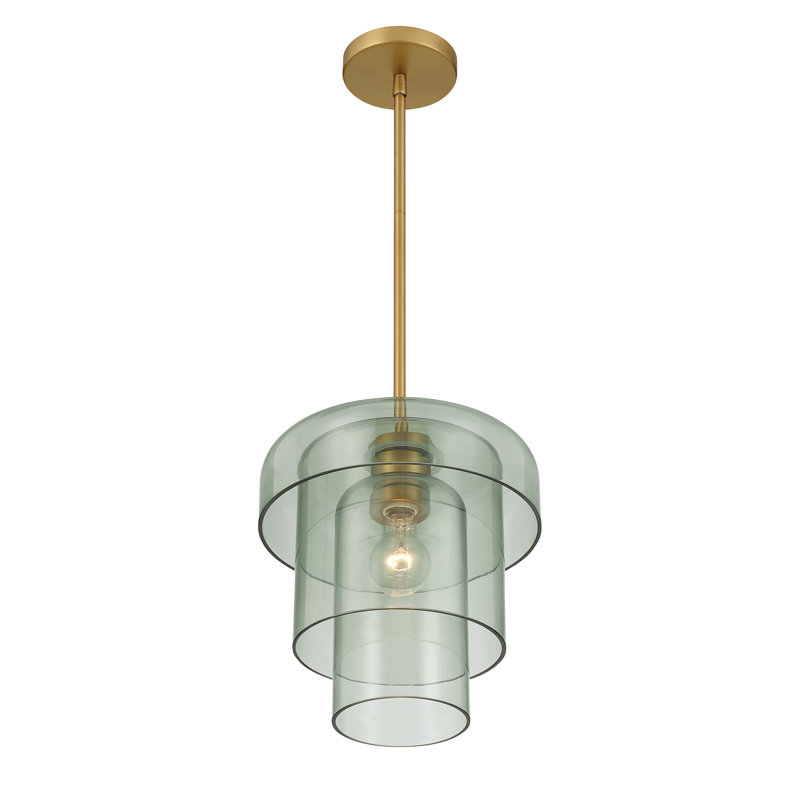 Luminaire suspendu 1 lumière Velique, Vert, Laiton
