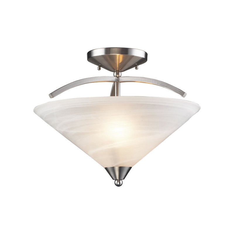 Plafonnier semi-encastré 2 lumières de 16 po de largeur Elysburg - Nickel satiné