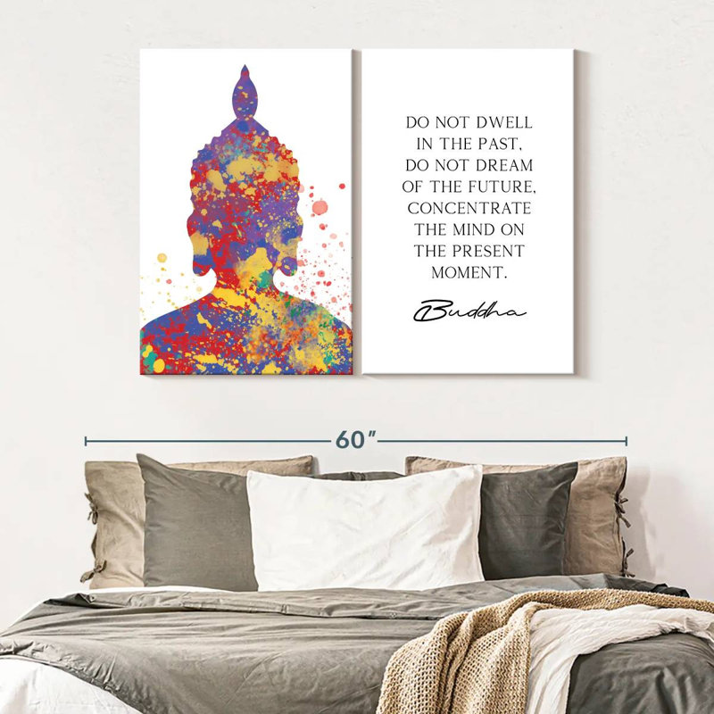 " Do Not Dwell Zen Quote " 2 - Pieces, 36" H x 49" W x 1.25" D