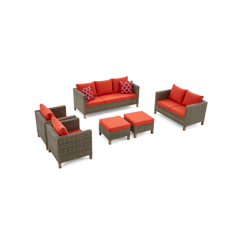 Duponta 9 - Person Patio Conversation Set with Cushions, Orange