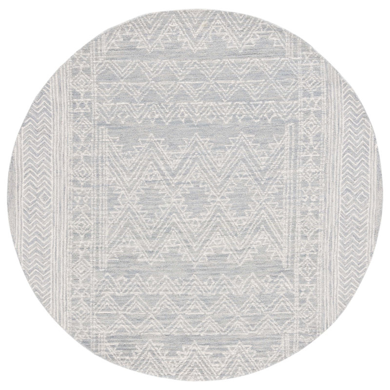 Abstract Hand Tufted Wool Southwestern Rug, Round 6'