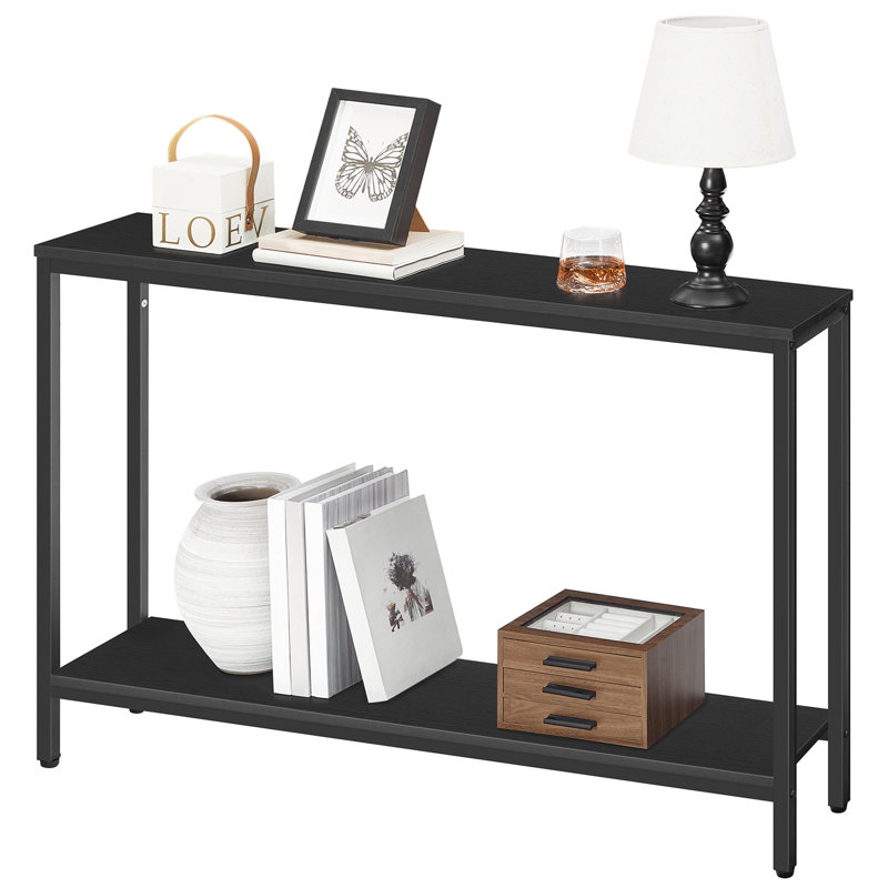 Console avec rangement Kearria, Noir, noir, noir, noir, H 29,5 po x l 47,2 po x P 7,9 po, Noir, noir, noir, noir