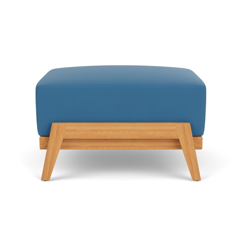 Alpine Rectangle Outdoor Teak Ottoman Patio Ottoman, Bamboo Bay Sky